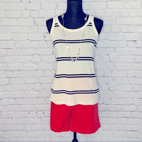 GAP Tops - Gap Cream & White Striped Sweater Tank